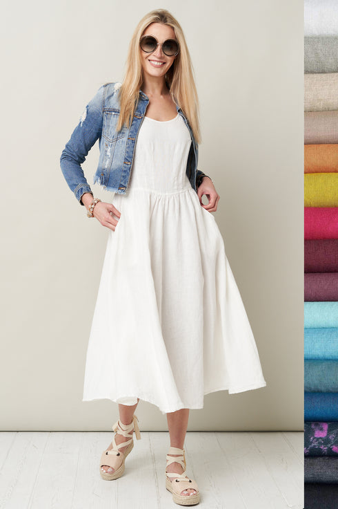 Image 8 of Summer linen dress midi-length and breathable linen fabric Simone from Baltic Linen
